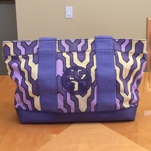 Tory Burch Purple Canvas Tote- VERY GOOD